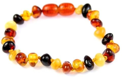 SilverAmber Jewellery Fußkettchen aus rohem oder poliertem baltischem Bernstein, handgefertigt, 100% echte Bernsteinperlen, Premium-Qualität, Cognac, Mix, Zitrone, Honig, Kirsche oder Ombré, Größen