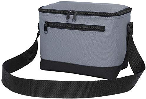 BuyAgain 600D Poly Kleine 6er Pack Isolierte Wiederverwendbare Lunch Kühltasche PEVA Wasserabweisendes Futter für Damen Herren Erwachsene Arbeit Schule Grau