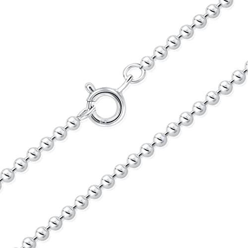 DTPsilver® 925 Sterling Silber Zarte und Robuste Halskette/Kugelkette - Federringverschluss - Breite: 2 mm - Länge: 61 cm