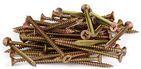 SEQUAL Multi-Purpose Screws M5 x 70mm (Box of 100), Yellow & Zinc, Double Countersunk Wood & MDF Screws