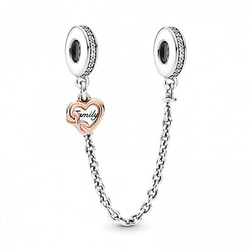 PANDORA ROSÉ Sicherheitskette Familienherz rosévergoldet, silber, Zirkonia 789541C01-05