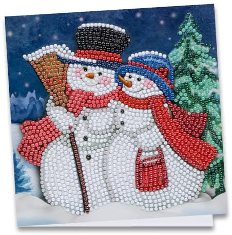 Ideen mit Herz Diamond-Painting-Grußkarte | 16 cm x 16 cm | 370 g/m² | Inkl. Umschlag & Werkzeug (Schneemänner 3)