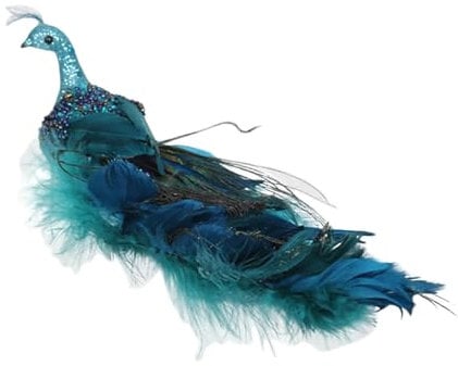 Wahuan Pfauendekoration Christbaumschmuck - Pfau mit Pailletten für Weihnachtsbaum-Deko - Kunststoff Vögel mit Clip für Weihnachten Pfau mit Feder auf Clip Größe ca. 27cm (Mehrfarben)