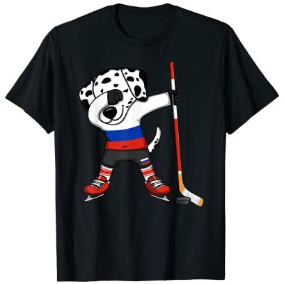Dabbing Dalmatiner Russland Eishockey Fan Trikot Russian Sport T-Shirt
