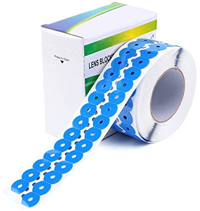 KUUY 1000Stk/Rolle Brillenglasbearbeitung Polieren Anti-Blocking Aufkleber Pads Doppelseitiges Klebeband Blau, 20x28mm