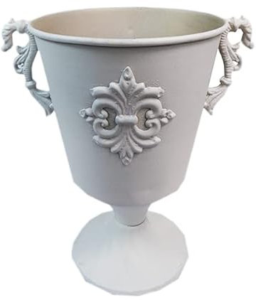 Calice métal blanc D 18 H 29 Vase décoratif Addobies floraux
