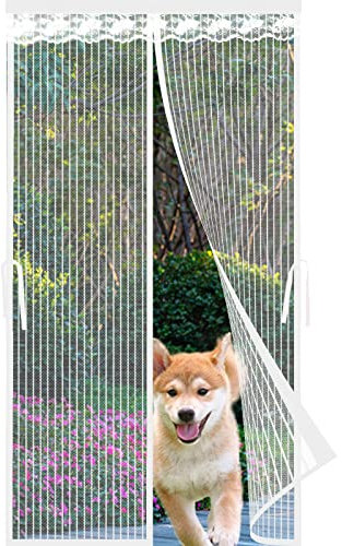 Fliegengitter Mit Magnet 95x210cm, Fliegengitter Balkontür Rollo Fliegengitter Mit Rahmen Insektenschutz Moskitonetz Easy Install Für Türen/Patio - Weiß
