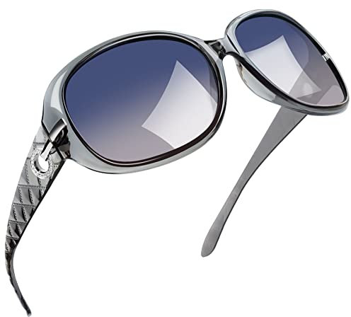 Joopin Sonnenbrille Damen Grau Übergroß UV400 Klassisch Vintage Sonnenbrille Polarisierte Groß Elegant (Transparent Grau)