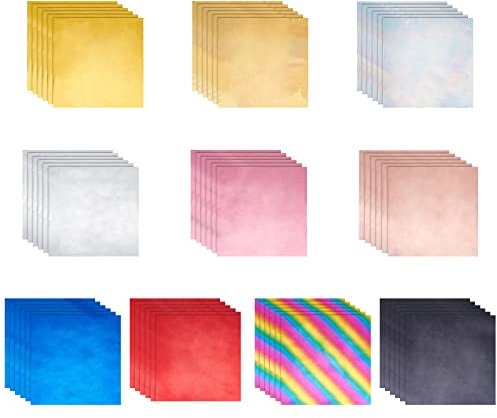 SUPERFINDINGS 60 Blatt 10 Farben Heißfolienprägepapier 30.1cm Toner Reaktivfolienpapier Wärmeübertragungsfolienpapier Für Die Kartenherstellung Funkelndes Kunsthandwerk Scrapbooking Papierhandwerk