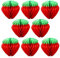 TSHAOUN 8 Stücke Erdbeer Wabenball Erdbeer Party Deko Geburtstagsdeko Hawaii Party Deko, Kugel aus Erdbeer Papier Deko Set für Geburtstag, Weihnachten, Hochzeit, Garten, Schwimmbad (Rot)