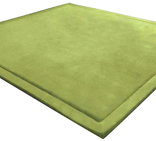 LEHOUR Verdickung Korallen Samt Teppich Kinder Krabbeldecke Weiche Tatami Teppiche Kinder rutschfeste Vergrößern Spielmatte (Moosgrün, 180 * 200CM)