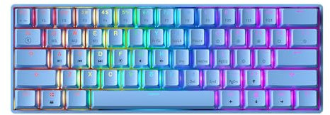 GK61 Mechanical Gaming Keyboard - 61 Keys Multi Color RGB Illuminated LED Backlit Wired Programmable for PC/Mac Gamer (Gateron Optical Black, Blue)