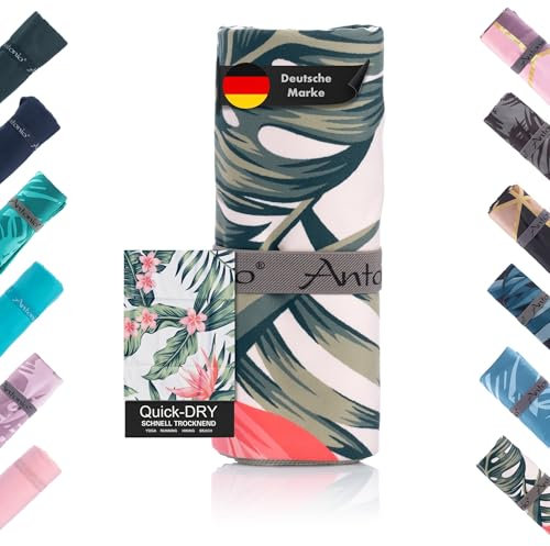 Antonio - Mikrofaser Strandtuch & Badetuch XXL 160 x 80 cm Blumen (bunt) - Damen & Mädchen Strand-Handtuch & Badetücher schnelltrocknend groß - Microfaser Sport-Handtuch Fitness, Yoga, Reise Wandern