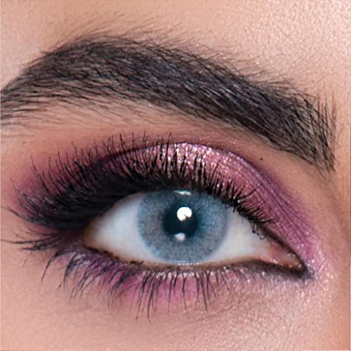 LA' BELLA farbige Kontaktlinsen MAGIC GRAY (Dioptrien -0.00)– MILANO SERIE, stark deckende Monatslinsen für 3 Monate, Intensiv Blau-Graue Farblinsen, perfekt für dunkle Augen