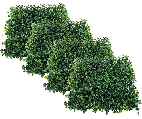 SPORTARC 4 Stück Künstlicher Efeu Sichtschutz Zaun, Pflanzenwände, Laubhecke, Grasmatte, Grünplatten für Party, Gartendekoration, 25 x 25 cm