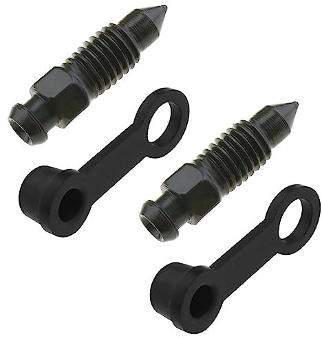 eMagTech Set di 2 viti di spurgo per pinza dei freni M8 x 1,25 mm, con tappi antipolvere per moto, veicoli elettrici, viti per spurgo freni, capezzoli