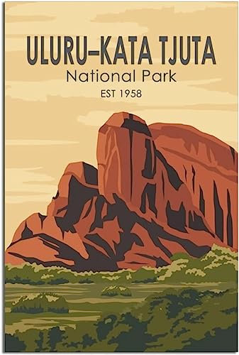 Leinwand-Poster Uluru-Kata Tjuta Nationalpark, Vintage-Reiseposter, Gemälde, Heimdekoration, Leinwand, Wandposter, Kunst Ungerahmt 40x60cm