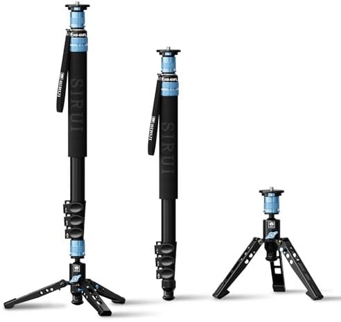 SIRUI AM-404FL Monopiede Video, 190cm Monopiede Fotografico Professionale con Base, Portatile Monopiede da Viaggio in Alluminio a 4-Sezioni per Fotocamera Reflex, Videocamera, Carico Massimo 12KG