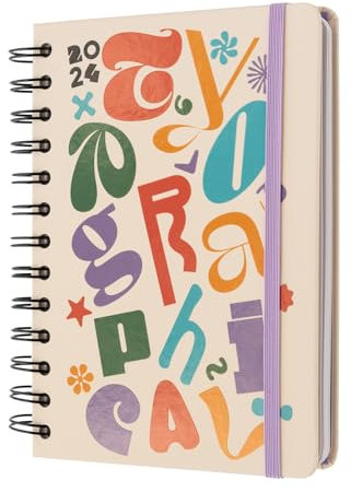 Kokonote Kalender 2024 Buchkalender Typographical Terminplaner 2024 Planer 2024 11,7 x 16,7 cm Taschenkalender 2024 Klein - Terminkalender 2024