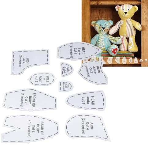 LenTLy Bär-Schnittmuster-Set, Pädagogisches Stoffbär-Schnittmuster aus Acryl, 10-teilig, Präzise, ​​wiederverwendbar für den Alltag (M 12 Zoll)
