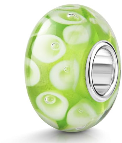 MATERIA by Matthias Wagner Glas Beads Charms Silber 925 Blüten grün weiß für Damen 251