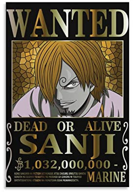 Anime One Piece Wanted Poster Sanji Bild Druck Wandkunst Poster Malerei Leinwand Poster Kunstwerke Zimmer Ästhetisch 20 x 30 cm