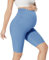 QGGQDD Kurze Umstandsleggings Damen Umstands Radlerhose Umstandshose Kurz Schwangerschaft Für Schwangere(Hellblau,Large)