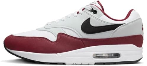 Nike Air Max 1 Herren-Sneaker, White Dark Team Red Pure Platinum, 37.5 EU