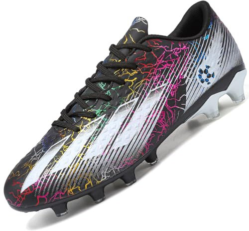 Rokiemen Fußballschuhe Herren Microfaser Cleats Professionelle Stollen Spikes Jungen Kunstrasen Fussballschuhe Athletics Trainingsschuhe Outdoor Sportschuhe Schwarz EU 39