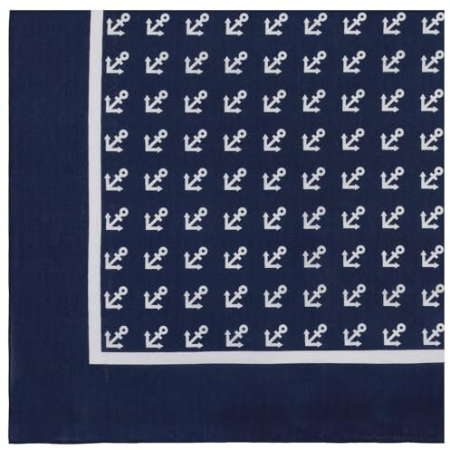 modAS Unisex Vierecktuch ca. 70 x 70 cm bedruckt oder uni - Tuch als modisches Accessoires in Blau mit Anker