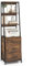COSTWAY Bücherregal, Büroregal mit 3 Schubladen & 4 offenen Regalen, Leiterregal Industrie-Design, Standregal Holz & Metall, schmales Regal für Wohnzimmer Arbeitszimmer Büro, 51x40x175cm (Vintage)