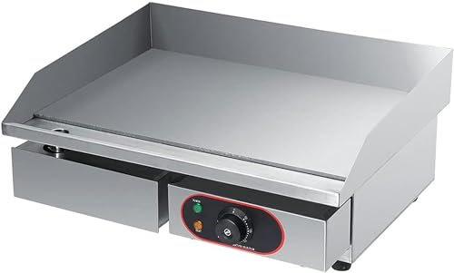 Plancha eléctrica Comercial Placa Plana de Acero Inoxidable Placa calefactora para encimera Parrilla de Cocina Sartenes para Barbacoa Control de Temperatura de Mesa con Orificio pa