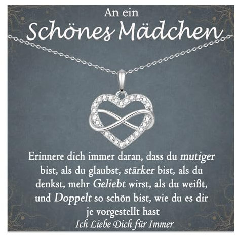 FAOMZQ Geschenke für Mädchen, Halskette für Mädchen jeden Alters, Infinity Herz Kette für Teenager Mädchen, Mädchen Geschenke 8 Jahre, Geschenke zum Geburtstag Abschluss Einschulung Weihnachten