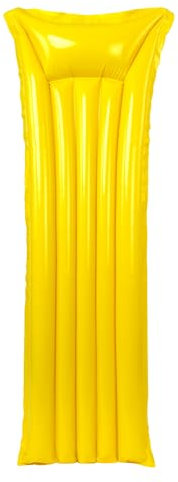 SPLASH! Durable PVC Inflatable Water Lounger Mat - Pool Float with Contoured Pillow, 80kg Capacity, and Dual Air Chambers (Yellow)