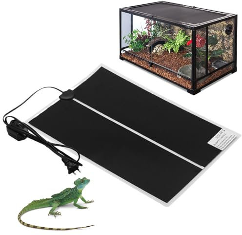 FENGQ Heizmatte Terrarium, 7W Einstellbar Terrarium Heizmatte, Wärmematte für Reptilien mit Temperaturregelung für Eidechse Gecko Schlangen Schildkröte Spinne Aquarium, 15 * 28cm