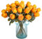 Kisflower 20 Pcs Artificial Rose Flower,Silk Blossom Rose Realistic Flower for Table Office Party Wedding Home Decor(Yellow,20pcs)