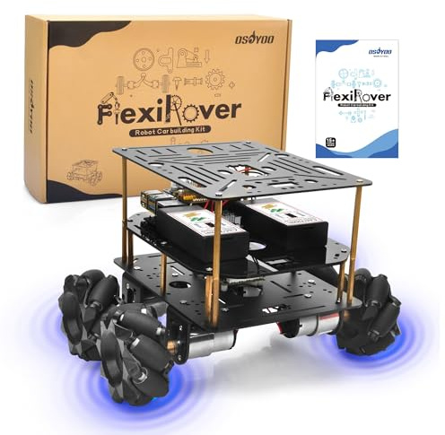 OSOYOO Advanced Mecanum Wheel Robot Platform for Raspberry Pi 5/4/3 with Encoder Motor, 16-Channel PWM Driver, Dual Battery System High Power, Robotics car Kit for AI Projects (Pi Board Not Included)