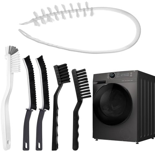 XANGNIER Washing Machine Cleaning Brush Kits,Front Load Washer Scrub Cleaner Tools Accessories-1 Pcs Drum Laundry Cleaner Brush and 5 Pcs Crevice Cleaning Brush for Tight Spaces and Washer Rubber Seal