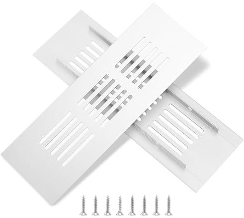 Rejillas de Ventilación de Rectangular Rejilla de Aire de Aluminio con Tornillo para la Ventilación de Armarios Dormitorios Cocinas 15 x 5cm Plateado 2 Piezas