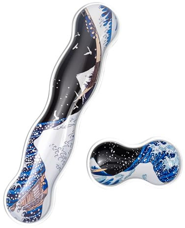 Ergonomic Silicone Gel Keyboard and Mouse Wrist Rest Set – Clear Wrist Rest for Keyboard 60%/68%/75%, Comfort & Support for Typing and Gaming (Black Blue)