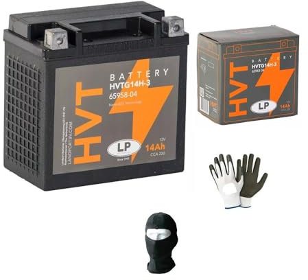 Compatible con Harley Davidson XLL Sportster Low 1200 AÑO 2006 al 2010 BATERÍA YTX14HL LP HVTG14H-3 AGM YA CARGADA Y Lista para Usar BATERÍAS 14 AH 12V ESPECÍFICAS para Moto 149X87X144MM
