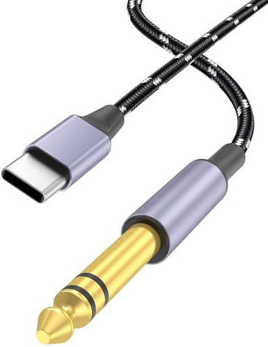 DCNETWORK USB-C auf 6,35mm TS Audiokabel, vergoldeter USB Typ-C zu 1/4 Zoll Mono Klinkenstecker Adapter, kompatibel mit iPhone 15/16 Serie, Lautsprecher, Verstärker, Mischpult – 4.5M