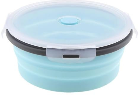 Faltbare Schüssel mit Deckel - Silikon Camping Schüssel für Camping, Wandern, Büro & Zuhause | Mikrowellen- & Kühlschrankfest (800ml)