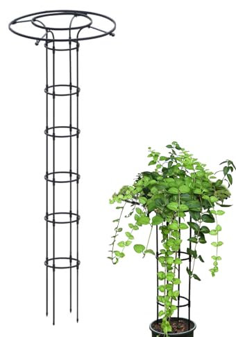 Tezklc Garden Climbing Trellis, Vertical Flower Support Frame, Vertical Garden Metal Umbrella Trellis Tower Frame for Climbing Plants and Flowers