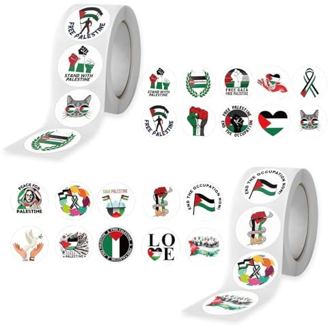 1000 Pcs Palestine Stickers, Stickers for Laptop, Self Adhesive Motivational Reward Sticker DIY Used for Water Bottle Greeting Card Laptops and Skateboards Decoration