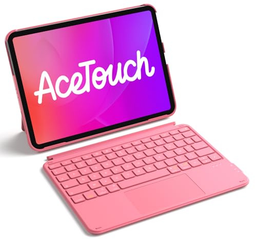 Inateck Coque Clavier iPad A16/10e Gén, Ultra-légère 450g | Pour iPad Air 11 M4/M3/M2, Air 5/4, Pro 11, magnétique détachable 1s, pavé tactile, support vert/horiz, AceTouch, Rouge