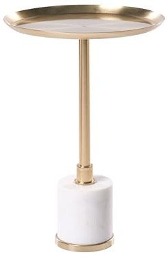 Beistelltisch aus Metall Marmor gold / weiß rund ⌀ 36 cm elegant Camelo