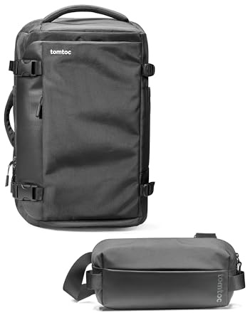 tomtoc Travel backpack 40L with a Compact sling bag