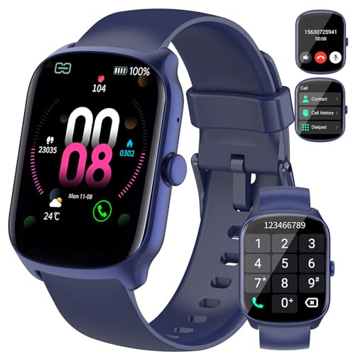 Reloj Inteligente Hombre Mujer, Smartwatch 1.95'' Pantalla Curva, Azul | Bluetooth Smart Watch 112+ Modos Deportivos Pulsera Actividad, IP68 Impermeable para iOS Android