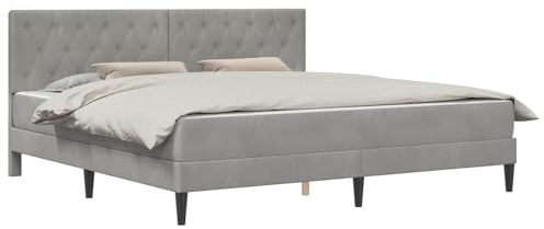 vidaXL Bettgestell mit Matratze Hellgrau 200 x 200 cm Samt, Stylische Schlafzimmermöbel, modernes Bett mit Matratze, weicher Rahmen, rechteckiges Design, einfacher Aufbau